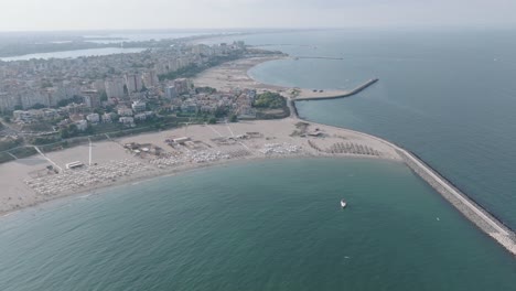Aerial-View-Of-Reyna-Beach-On-Black-Sea-Coast-At-Constanța-In-Romania