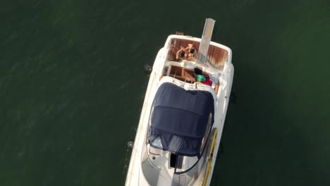 Yacht-On-The-Sea-From-Top-View---drone-shot