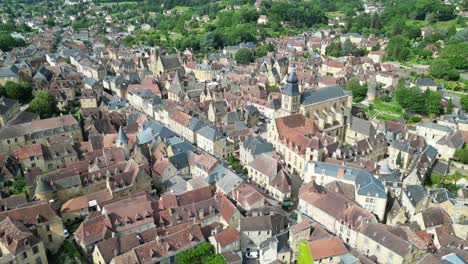 Sarlat-La-Caneda-Dordogne,-Frankreich-Drohne,-Luftaufnahme-Aus-Hohem-Winkel
