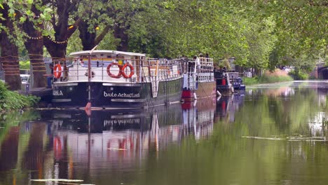 On-the-Dublin-Grand-Canal-a-boat-restaurant-is-busy-serving-customers