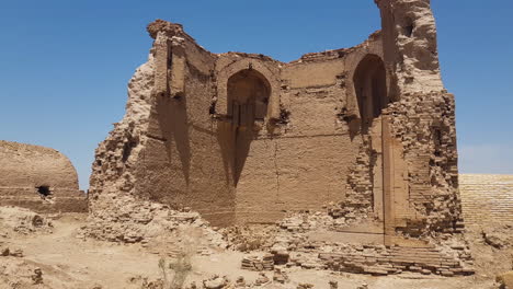 Remains-on-Mizdarkhan-Necropolis-Archeological-Site-in-Karakalpakstan,-Autonomous-Republic-in-Uzbekistan