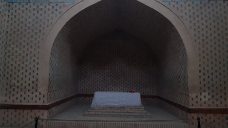 Tomb-in-Mazlumkhan-Sulu-Mausoleum,-Karakalpakstan,-Uzbekistan,-Close-Up