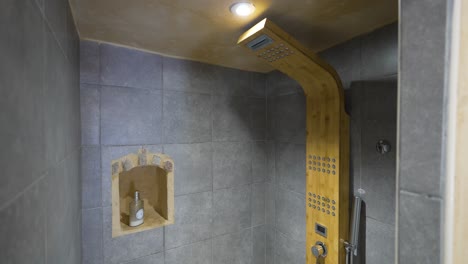 Slow-descending-shot-of-an-antique-tiled-bathroom-within-a-villa-in-Nimes,-France