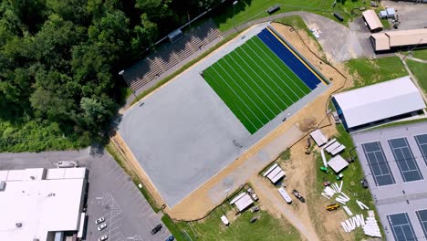 aerial-artificial-grass-install-at-grayson-county-high-school-in-independence-virginia