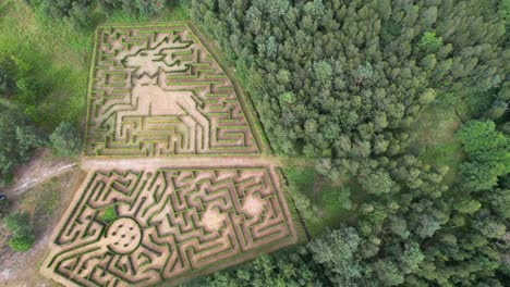 Deer-shaped-maze-garden,-Aerial-View