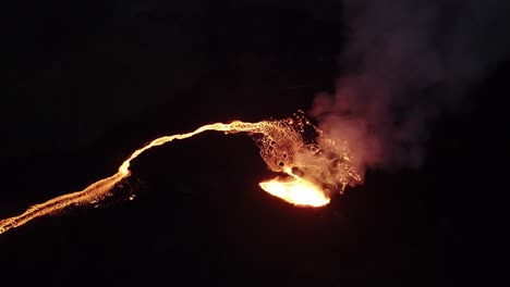 counter-clockwise-high-angle-drone-shot-of-the-litli-hrutur-volcano-in-iceland-during-the-night