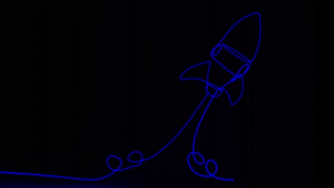 Illustration-of-a-rocket-with-red-neon-light-on-a-black-background