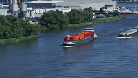 Aerial-View-Of-Amira-Vessel-Containership-Across-Zwijndrecht-,-Netherlands