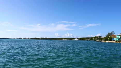 Static-video-of-the-ocean-and-some-boats-in-a-bay-in-Georgetown-on-Exuma-in-the-Bahamas