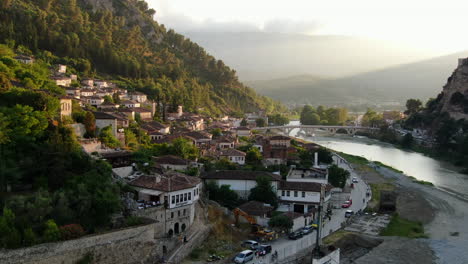 Berat,-the-city-of-a-thousand-windows:-panoramic-aerial-view-of-a-part-of-the-Albanian-city