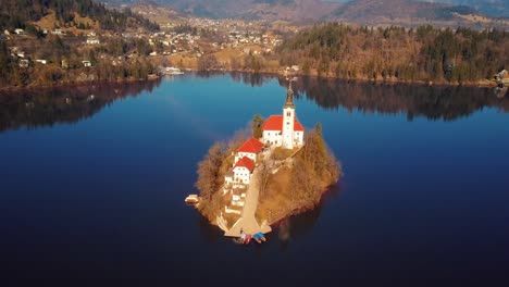 Aerial-4K-drone-footage-of-lake-Bled-in-Slovenia