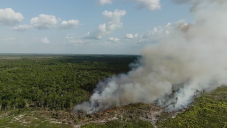 Große-Luftaufnahme-Eines-Waldbrandes-Im-Amazonas-Regenwald,-Während-Er-Brennt---Abholzung