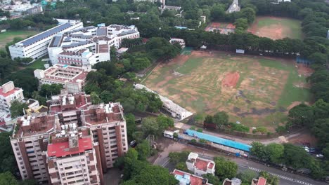 Aerial-video-of-Loyola-College-is-a-private-Catholic-higher-education-institution-run-by-the-Society-of-Jesus-in-Chennai,-Tamil-Nadu,-India