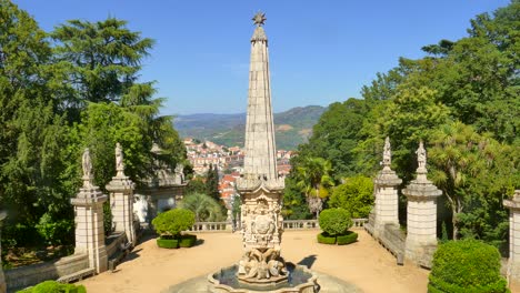 Panoramic-view-of-the-Sanctuary-of-Nossa-Senhora-dos-Remédios-in-Lamego,-Portugal