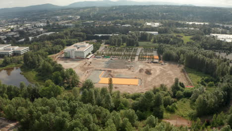 Circling-aerial-shot-around-a-large-construction-site
