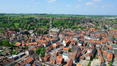 Explore-Louth,-a-medieval-town-in-Lincolnshire,-through-stunning-aerial-video