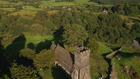Establishing-Aerial-Drone-Shot-of-St-Paul's-Church-at-Golden-Hour