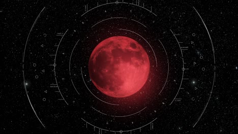 Luna-Roja-O-Planeta-Alienígena-Escaneado-Por-La-Pantalla-De-Radar-Hud-De-La-Nave-Espacial