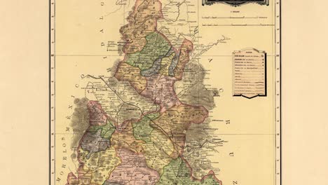 antique-19th-century-map-of-the-Puebla-state-in-mexico-during-porfiriato