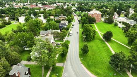 High-angle-of-the-streets-in-Vermont-at-Middlebury