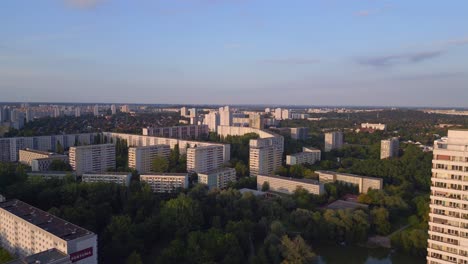 Unbelievable-aerial-top-view-flight-Panel-system-building,-prefabricated-housing-complex,-Berlin-Marzahn-East-Germany-golden-hour-2023
