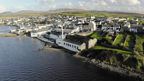 Whisky-Distillery-Aerial-Bowmore-showing-Loch-Indaal-and-the-beautiful-town-of-Bowmore