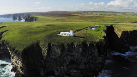 Spectacular-Droneshotof-Cliffs-at-Duncansby-Head-Lighthouse-going-out-into-ocean