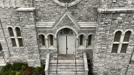 Slight-angle-looking-down-at-a-Gothic-Stone-Church
