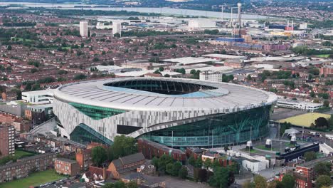 Beautiful-Tottenham-Hotspur-Premier-League-Soccer-Stadium,-Aerial