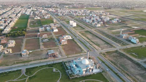 Drone-view-flying-over-the-modern-residential-housing-society-in-Pakistan