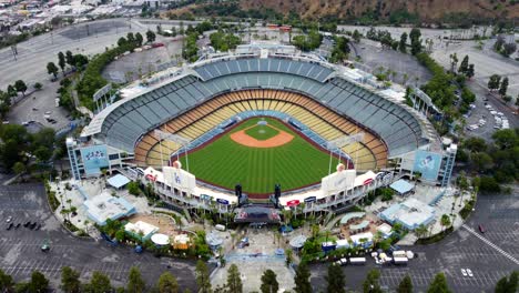 Aerial-drone-shot-Los-Angeles-Dodgers-Major-League-Baseball-Stadium