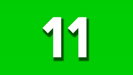 Number-11-eleven-cartoon-animation-on-green-screen-background,4k-cartoon-video-number-motion-graphics-for-video-elements