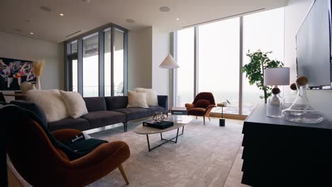 Wide-shot-of-a-modern-living-room-with-distinctive-furniture-and-unique-style