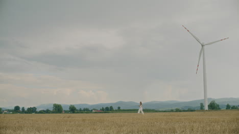 Woman-Running-At-Windmill-Farm