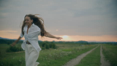 Smiling-Woman-Running-and-Dancing