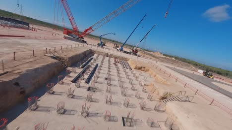 Concrete-Footing-On-The-Ground-With-Tower-Cranes-In-The-Thermoelectric-Plant-Project-Under-Construction