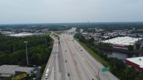 A-drone-shot-of-I-385-of-the-gateway-project-in-Greenville-South-Carolina