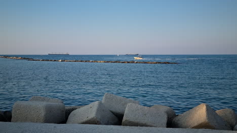 Boat-sailing-near-the-coastline-of-Bari-Puglia-Italy