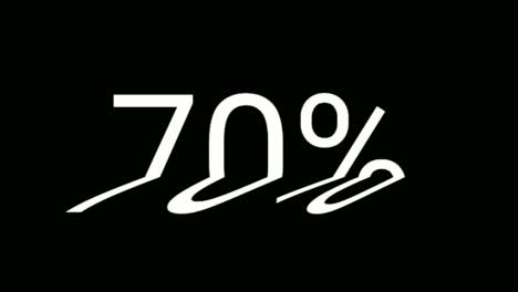 Número-Setenta-Por-Ciento-70%-Gráficos-De-Animación-En-Movimiento-Con-Efecto-De-Falla-Sobre-Fondo-Negro