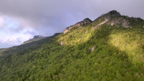 Grandfather-Mountain-clouds-at-the-peak-aerial-from-Linville-NC,-North-Carolina