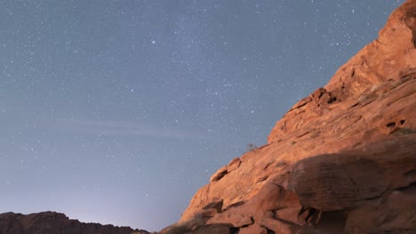 Night-Timelapse-of-Valley-of-Fire-State-Park-,-with-planes-and-shooting-stars
