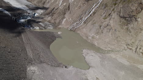 Pasterze-glacier-in-Austria-melting-due-to-global-warming,-Drone-shot