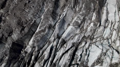 Pasterze-Glacier-moraine,-Cracked-glacier-surface,-Austria