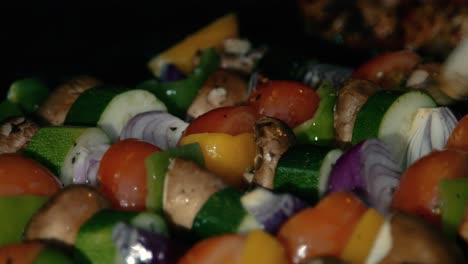 Olive-Oil-Being-Brushed-by-Chef-on-BBQ-Vegetable-Kebabs