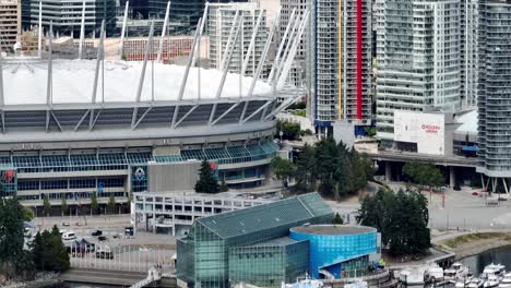 Rogers-Arena-Hockey-Rink-And-BC-Place---Football-Stadium-With-Retractable-Roof-In-Vancouver,-BC,-Canada