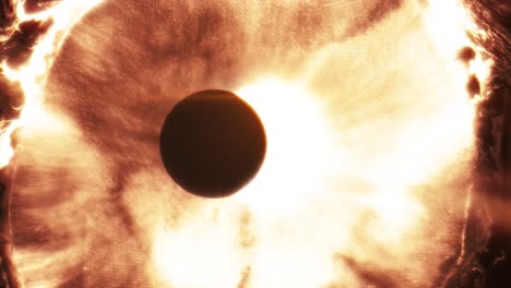 Reacción-De-Tinta-Y-Pintura-Formando-Eclipse-De-órbita-Planetaria-En-Nebulosa