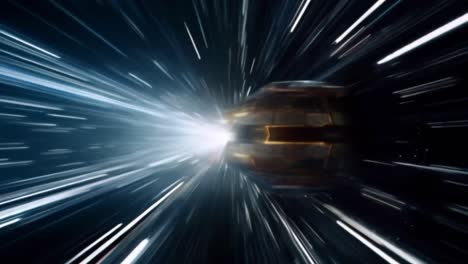 Spaceship-traveling-through-outer-space-at-the-speed-of-light