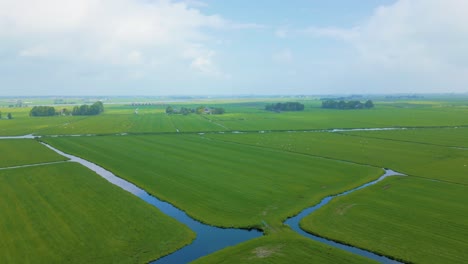 Traditionelles-Niederländisches-Flaches-Land-Unter-Null,-Landwirtschaftliche-Polderwiesen-In-Nordholland