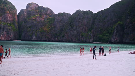 Tourists-and-vacationers-enjoying-Maya-bay-beach-known-from-The-Beach