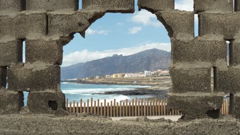 Refugees-broke-into-Europe-through-stone-wall-concept,-Tenerife-island